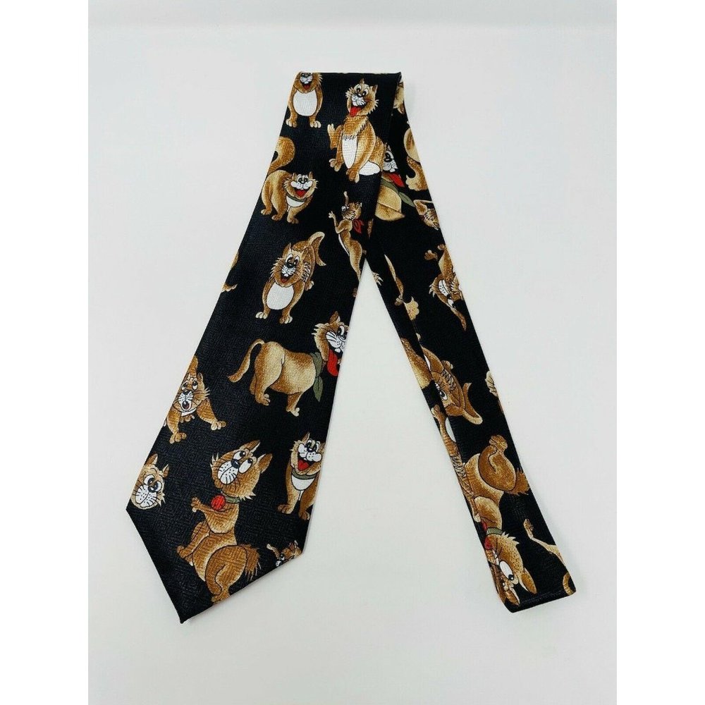 A. Rogers Men’s Neck Tie Black Cats Designer Silk